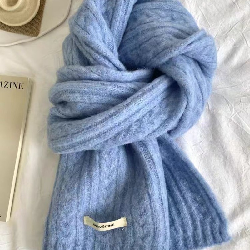 Wool Scarf Men - Wool Blended Knitted Scarf Women's Winter