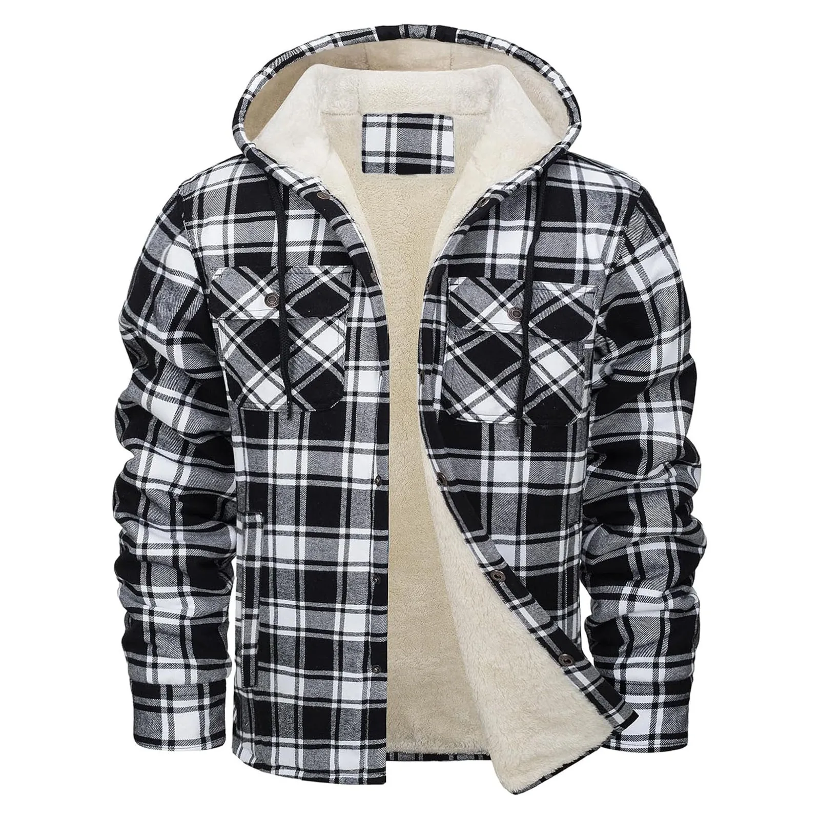 Flannel Shirt Lined - Thick Warm Flannel Hooded Jacket Mens