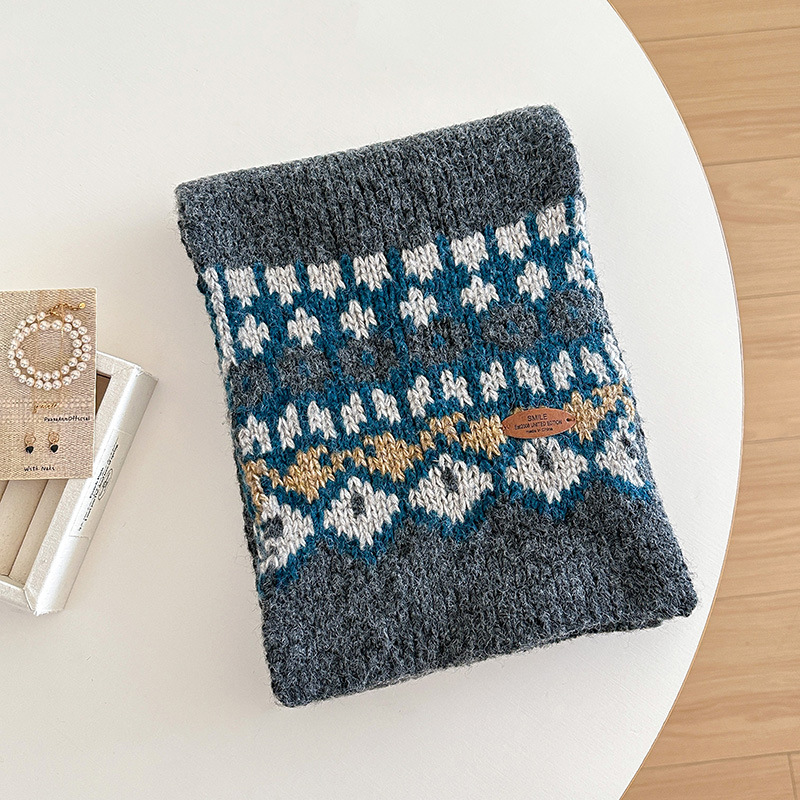 Wool Scarf Men - jacquard knitting scarf for women and
