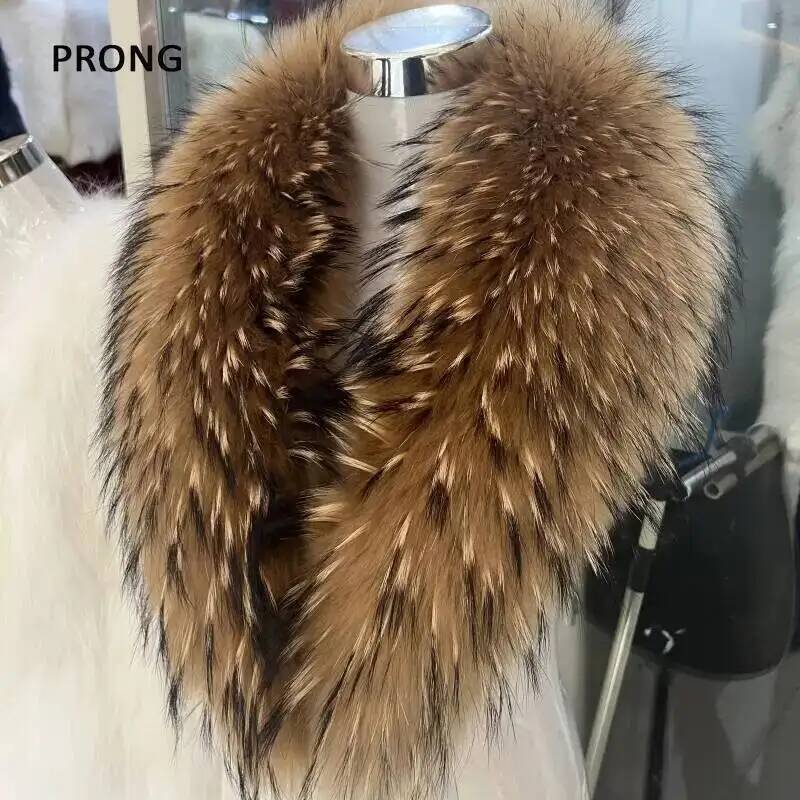 Natural Raccoon Fur Collar Rea - Shawl Wrap Winter recension och pris