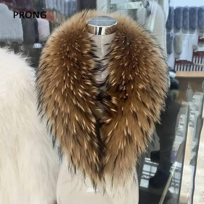 Natural Raccoon Fur Collar Rea - Shawl Wrap Winter recension och pris
