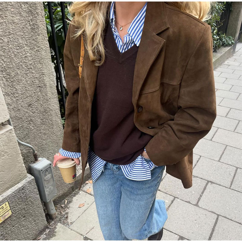 Vintage Brown Blazer Women Sue - Down Jacket Packable recension och pris