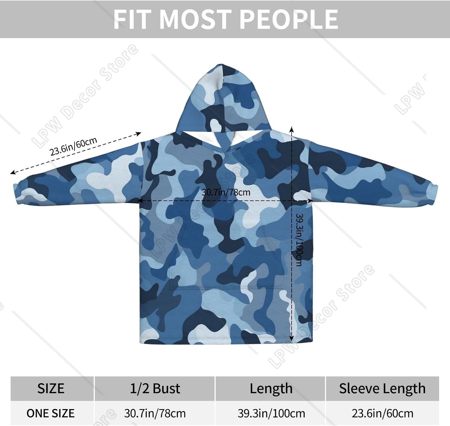 Classic Blue Camo Wearable Bla - Sherpa Hoodie Fleece recension och pris