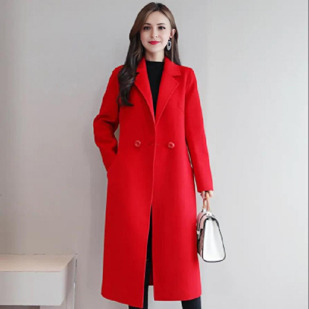 Women Wool Coat Solid Color Lo - Wool Coat Peacoat recension och pris