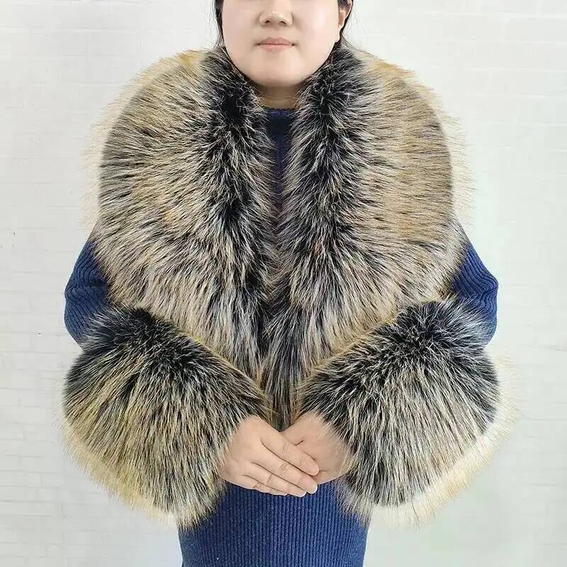 Large Women Faux Fox Fur Scarf - Shawl Wrap Winter recension och pris