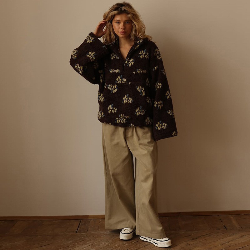 Floral Sherpa Half Zip Pullove - Sherpa Hoodie Fleece recension och pris