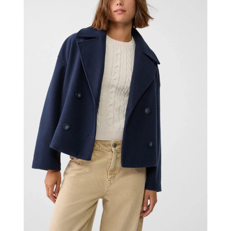Women's Oversized Double Breas - Wool Coat Peacoat recension och pris
