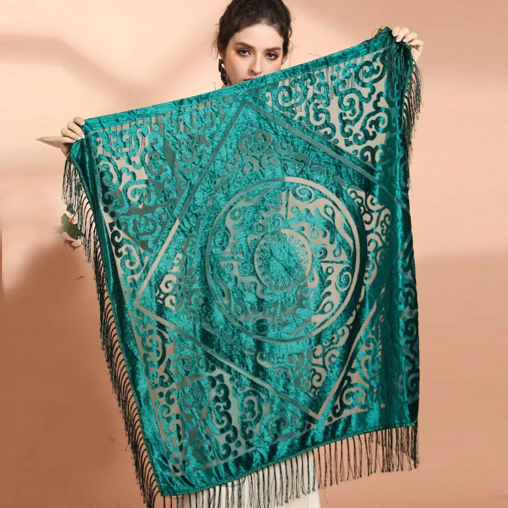 AW25 Velvet Jacquard Shawl wit - Shawl Wrap Winter recension och pris