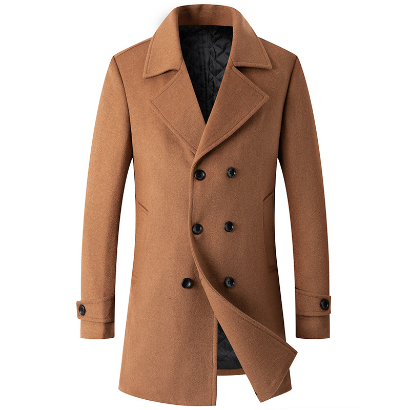 Double Breasted Coat Men Peaco - Wool Coat Peacoat recension och pris