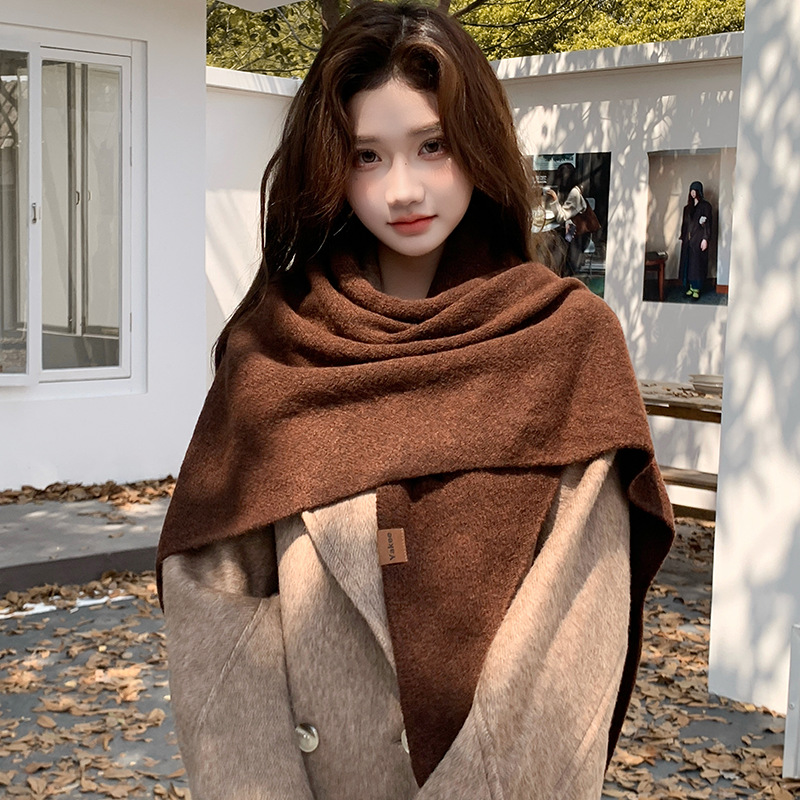 Simple Solid Color Knitted Tri - Shawl Wrap Winter recension och pris
